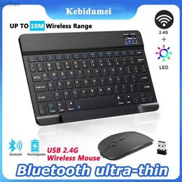 Keyboards Mini Bluetooth wireless keyboard and mouse set rechargeable mobile phone tablet English keyboard suitable for Android iOS Windows XP laptopsL2404