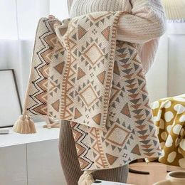 Blankets Blanket Bohemia Air Conditioning Room Northern Europe Velvet Sofa Bed Tail Nap Knitting Home Textile Retro Plaid