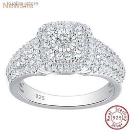 Cluster Rings Newshe Solid 925 Sterling Silver Halo Round Cut Engagement Ring For Women Classic Wedding Jewelry AAAAA Cubic Zircons BR1091 L240402