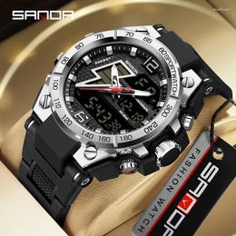 Wristwatches SANDA 6137 2024 Top Brand Men's Watches 5ATM Waterproof Sport Military Wristwatch Quartz Watch For Men Clock Relogio Masculino