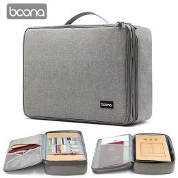 Bag BOONA Oxford Important Documents Organiser Bag Two Layers for A4 Papers Storage Certificate Diploma File Contract Collection