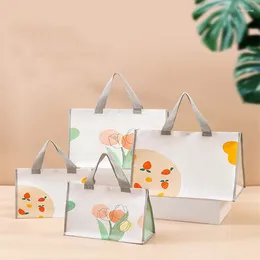 Storage Bags Folding Shopping Bag Woven Thickening One Shoulder Floral Print Eco-Friendly Reusable Ladies Waterproof Tote