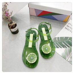 Summer Sandals Womens Fruit Flip-Flop Sandals Transparent Flat-soled Beach Shoes Seaside Vacation Jelly Shoes SM054 240318