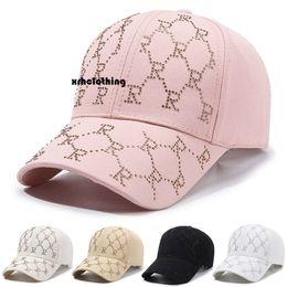 baseball cap Instagram Korean Spring and Autumn Hot Diamond Set with Letter Duck Tongue Outdoor Fashion Women's Sunshade Baseball Hat