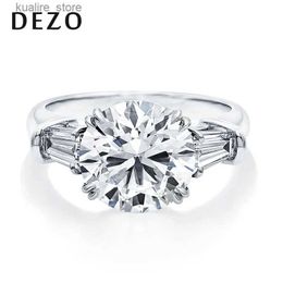 Cluster Rings DEZO Deluxe 3CT/5CT Round Cut Mosonite Female Engagement Ring Three Stone Solid 925 Silver VVS D Colour GRA Certificate L240402