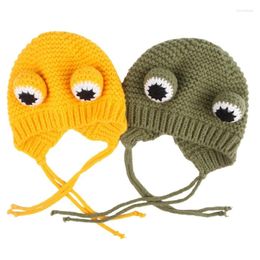 Dog Apparel Funny Knitting Hat For Small Dogs Cartoon 3D Big Eye Puppy Halloween Costume