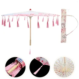 Umbrellas Flower Paper Parasols Chinese: 1 Set Of Vintage Floral Japanese With Tassel Decorative For Wedding Bridal Party