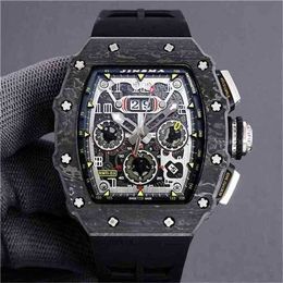 Luxury Mens Mechanics Watches Richa M Wristwatch Leisure Mens Transparent Shell Automatic Mechanical Watch Personality Full Hollow Crystal GKNL