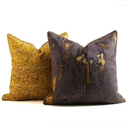 Pillow DUNXDECO Luxury Golden Color Room High Density Jacquard Cover Decorative Case Art Home Sofa Chair Bed Coussin