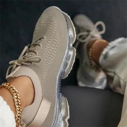 Slippers Women's Sneakers 2022 Spring New Mix Colours Stretch Fabric Ladies Lace Up Casual Vulcanised Shoes 43 Largesized Sports Shoes