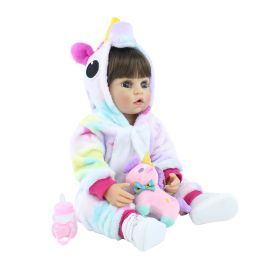 BZDOLL Lifelike 55 CM Reborn Baby Girl Doll With Full Soft Silicone Body 22 Inch Newborn Bebe Cute Bath Toy Child Birthday Gift