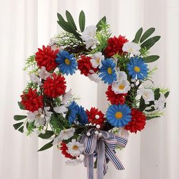 Decorative Flowers Wreath Suction Cup Hanger Outdoor American Independence Day Party Scene Layout Christmas Decorations For Door