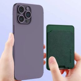 2024 New Leather Magnetic Bracket Mobile Phone Holder for Magsafe with Wallet Case Card Slot Shockproof Pocket Sleeve for IPhone