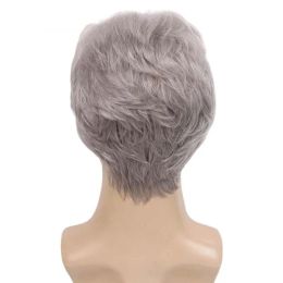 Synthetic Men's Wig Short Silver Grey Wig Male Curly Pixie Cut Blonde Natural Wig Perm Wig for Guys Cosplay Halloween Costume