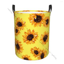 Laundry Bags Basket Storage Bag Waterproof Foldable Sunflowers Watercolour Dirty Clothes Sundries Hamper
