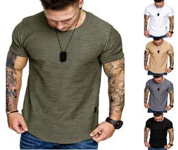 Curved Hem Hip Hop Tshirt Men Urban Kpop Extended T shirt Plain Longline Mens Tees Slim Fit TShirts Military Bodybuilding Male Cl2419409