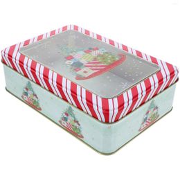 Storage Bottles Open The Window Square Transparent Windowed Christmas Themed Tinplate Box Gift Baking Cookie Candy Packaging Boxes