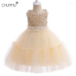 Girl Dresses Baby Girls Lace Sequins Princess Dress For Kids Sleeveless Party Wedding Evening Gown Year Costume