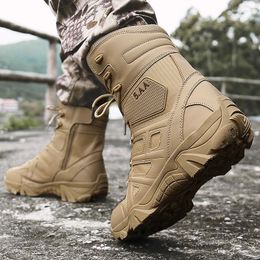 Boots Men High Quality Brand Military Leather Special Tactical Desert Combat Men's Outdoor Shoes Ankle Boot Big Size