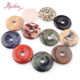 20/30/40/40mm Donut Rings Agate Jasper Jade Lapis Natural Stone Beads for DIY Charms Pendant Components Jewellery Making 1 Pcs