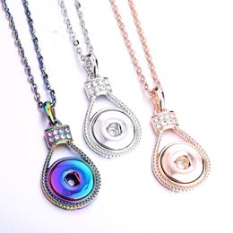 Crystal Water Drop Shape Snap Button Necklace DIY 18mm Snap charms Pendant for Men Women Hip hop Jewelry
