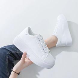 New Style Thick Sole Elevator Casual Sports Shoes With Comfortable Bottom And White Colour Suitable For Short Stature Women