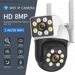 Other CCTV Cameras 8MP 5G 4K 1/4PCS IP Wifi Camera Dual Screen 8X Zoom Surveillance Cameras Outdoor Smart Waterproof Ai Human Detect Two-way Audio Y240403