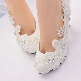 Pumps wedding shoes bride lace pumps women shoes with crystal high heels pointed toe shoes pumps ladies shoes highheeled talon femme