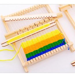 1pcs Knitting Loom Mini DIY Traditional Wooden Weaving Toy Loom Handmade Knitting Machine With Accessories