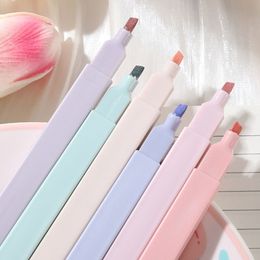 Highlighters Pen 6 Pcs/Set Mild Colous Marker Pen Kawaii Stationery Student School Sketch Graffiti Aesthetic Supplies