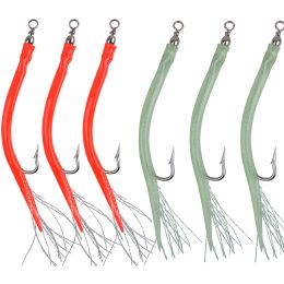 Fishhooks 20pcs Barbed Octopus Hook Fishing Hooks With Rolling Swivel And Thread Feather 2021 Fishing Tackle Accept Dropshipping