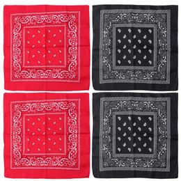 Bandanas 4pcs Square Scarf Multifunctional Paisley Towels Printed Beach Bandana Hair Neck For Ladies Red Black