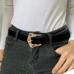 Belts European And American Belt Women's Cool Ins Versatile Jeans Suede Fashion Decoration Needle Buckle Black Trend