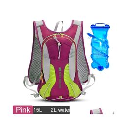 Outdoor Bags 15L Sport Bag Sports Backpack Women Men Hydration Vest Pack For Running Cycling Hiking 400Ml2L Water7725679 Drop Delivery Ot2Qq