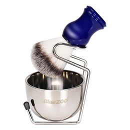 new 2024 3pcs Nylon bristle shaving brush foam brush soap bubble bowl Iron alloy support single stand for shaving brush set for shaving for