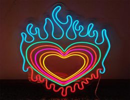 Melting Color Heart Sign Holiday Lighting Home cool fashion decoration Bar Public Places Handmade Neon Light 12 V Super Bright4558314