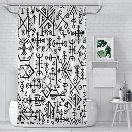 Shower Curtains Futhark Runes Bathroom Viking Mythology Waterproof Partition Curtain Designed Home Decor Accessories