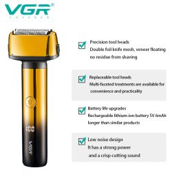 VGR Men's Wet Dry Electric Shaver Rechargeable Face Electric Razor bald Washable eyebrow Beard Hair Trimmer Shaving Machine
