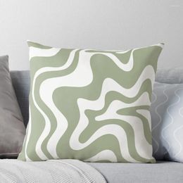 Pillow Liquid Swirl Contemporary Abstract Pattern In Green And White Throw Marble Cover