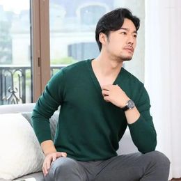 Men's Sweaters Man Clothes Solid Colour Beige Knitted For Men Pullovers Business V Neck Plain Cotton Sheap Jumpers Korean Style X