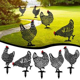 Garden Decorations Decoration Outdoor Backyard Stakes Metal Hen Yard Decor Gift Easter Gardening Ornaments