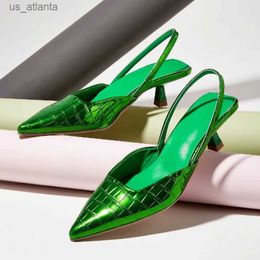 Dress Shoes New Design Serpentine Women Pumps Fashion Slingbacks Pointed Toe Stripper Sandals Thin Low Heels Zapatos Mujer H240403U6KQ