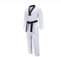 Products TKD Costumes Clothing White Taekwondo Uniforms WTF Karate Judo Dobok Clothes Children Adult Unisex Long Sleeve Gi Uniform