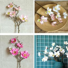 Decorative Flowers 1Pc Yulan Magnolia Floriculture Lifelike Simulation Of Phalaenopsis Magic Orchid Card Branch For Wedding Party