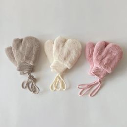 Winter Children Mittens Faux Fur Lamb Wool Lining Baby Gloves for Girls Boys Accessories Halter Kids Winter Gloves 1-4Y