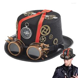 Party Decoration Gothic Steampunk Top Hat Costume Headwear Halloween With Removable Goggles Time Traveler Fancy Accessories