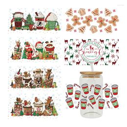 Window Stickers UV DTF Christmas Transfer Happy Juice Printed Sticker For The 16oz Libbey Glasses Wraps Bottles D3624