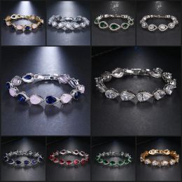 Bracelets CANPEL Zircon Tennis Bracelet For Women Luxury Crystal Water Drop Bracelets Woman Hand Chain Hippie Trendy Accessories Jewellery