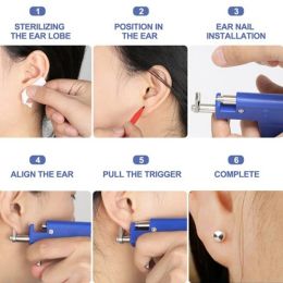 Professional Universal Ear Piercing Gun Tools Steel Birthstone Studs Earring Safe Helix Piercing Tool Body Jewelry Machine Kit