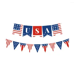 Party Decoration 2 Pcs Independence Day Banner American Bunting Flag Hanging Flags Memorial Supplies Indoor National Paper